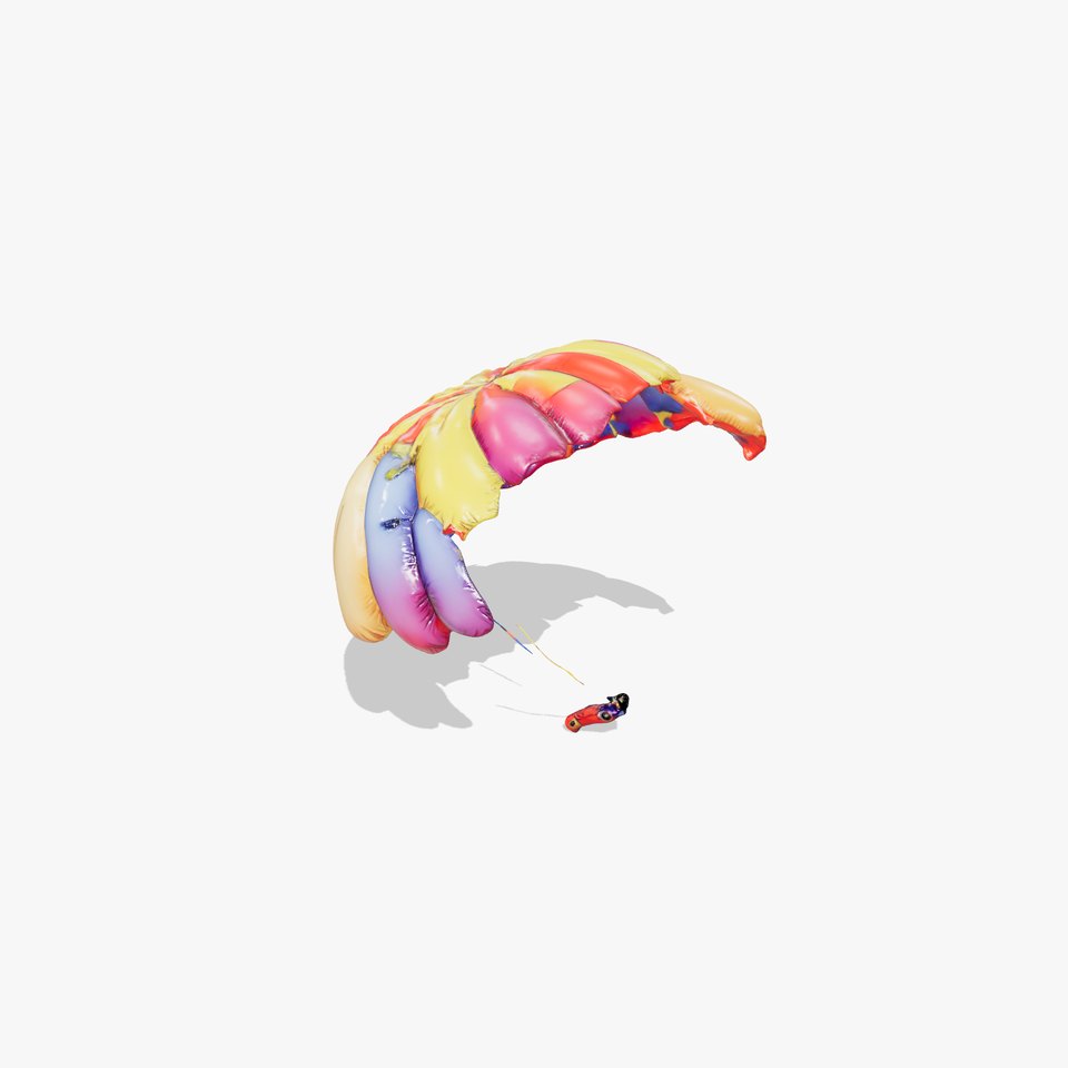 Colorful Parachute with Person Model Pack